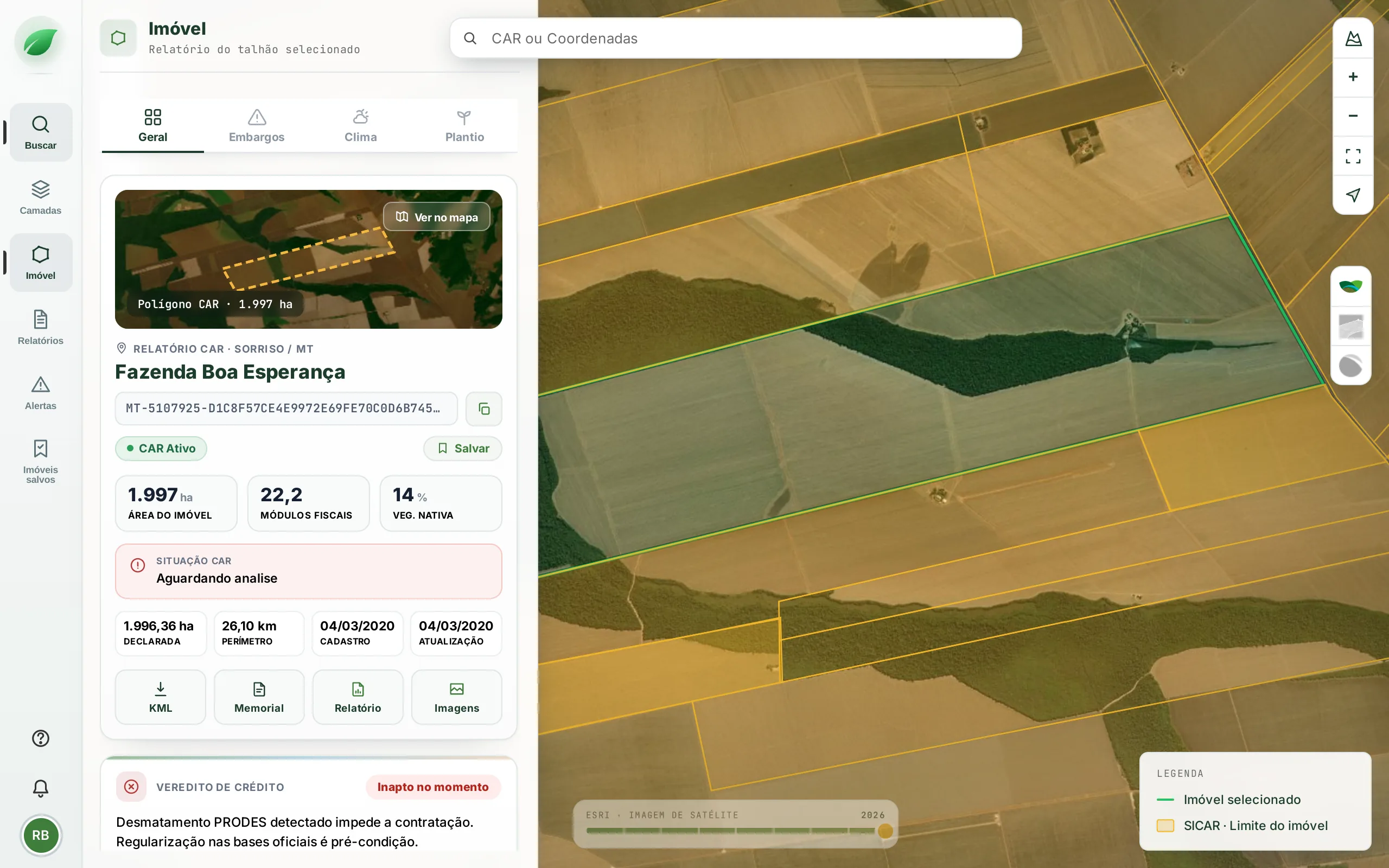 Mapa Gleba360 no desktop