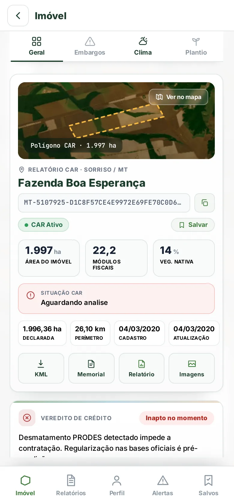 Mapa Gleba360 no celular